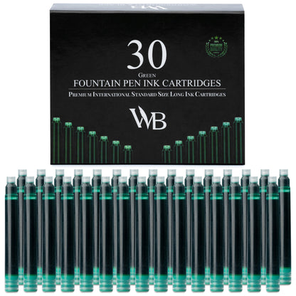 Wordsworth & Black Fountain Pen Ink Cartridge Refills, 30 Pack, Black/Blue