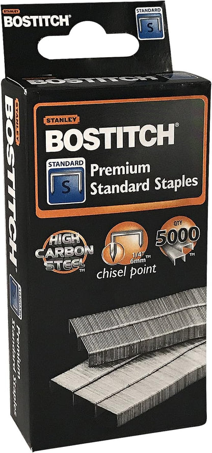 Stanley Bostitch Premium Standard Staples, 1/4" (6mm), High Carbon Steel, Chisel Point, Bulk 30,000 Value Pack (SBS191/4CPR)
