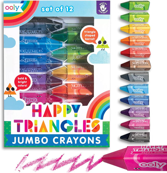 Ooly Jumbo Triangle Crayons for Toddlers, Set of 12