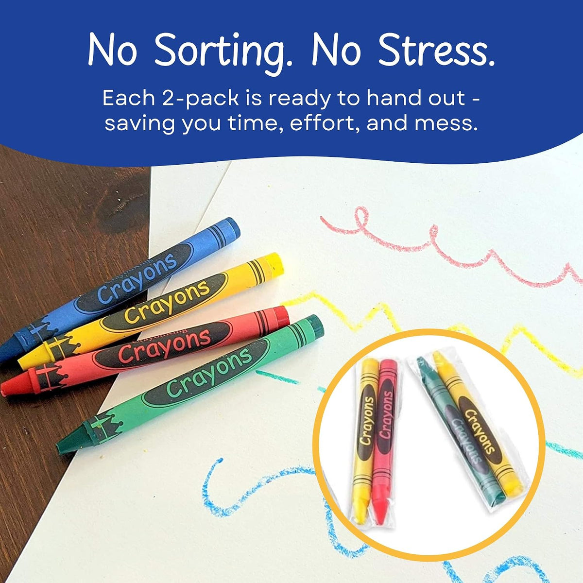 CrayonKing 2,000 Bulk Crayons, 1,000 Cello 2-Packs, Party Favors