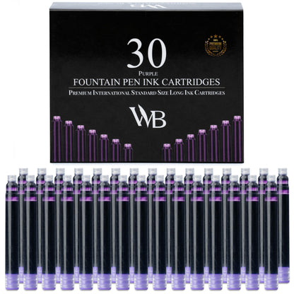 Wordsworth & Black Fountain Pen Ink Cartridge Refills, 30 Pack, Black/Blue