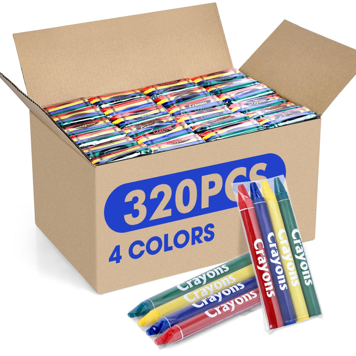 FUMILE 1600 Count Crayon (400 Sets of 4 Colors), Crayons Bulk Individual Packs, Non-Toxic Mini crayons for Kids Party Favors, Restaurants, School Supplies, Travel and More Events