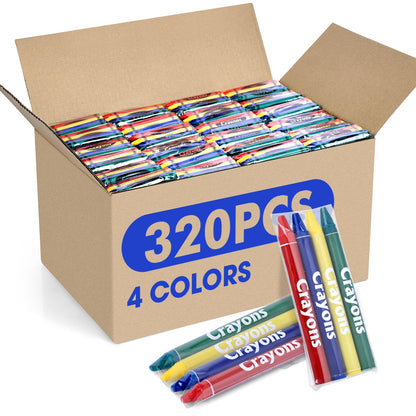 FUMILE 1600 Count Crayon (400 Sets of 4 Colors), Crayons Bulk Individual Packs, Non-Toxic Mini crayons for Kids Party Favors, Restaurants, School Supplies, Travel and More Events