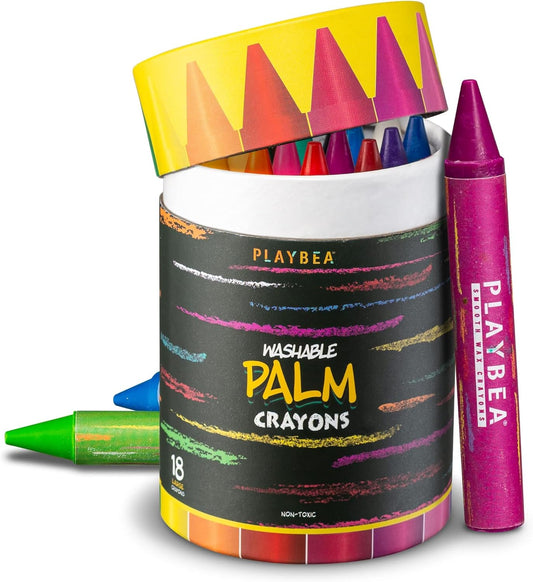 PLAYVIBE Jumbo Crayons, 18 Colors for Preschool Supplies, Washable Crayons