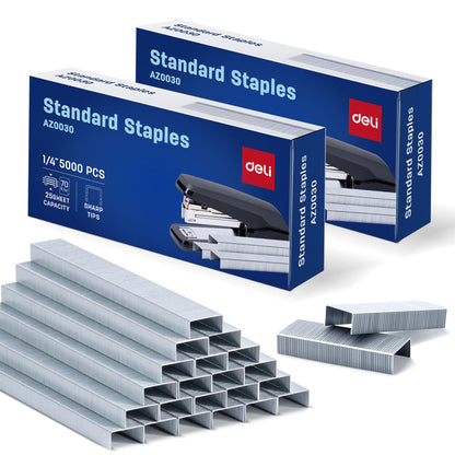 Deli Staples, 50000 Staples, 1/4'' Length, 210/Strip, 10 Boxes of 5000 Each
