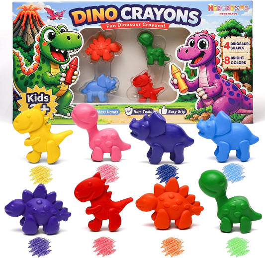Dinosaur Crayons for Toddlers & Kids, 8 Colors Jumbo Crayons