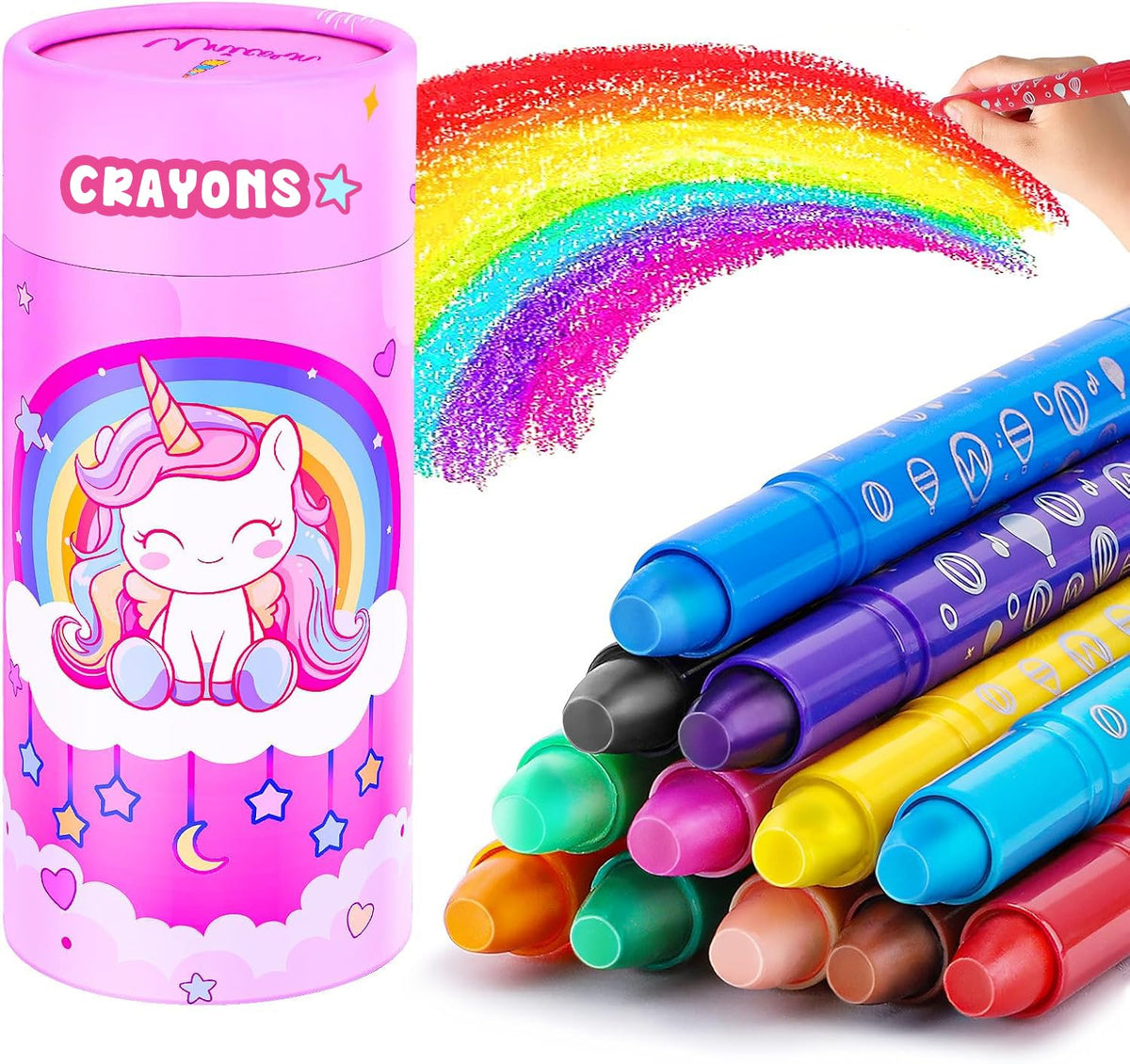 DreamCandy 24PCS Twistable Crayons for Toddlers Kids, Washable Gel Crayons