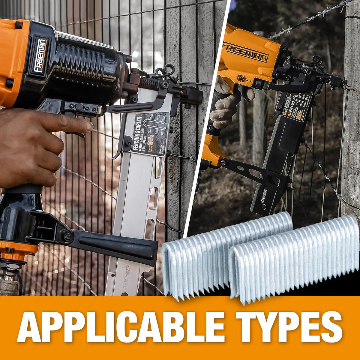 Freeman 10.5-Gauge Fencing Staples | 7/8" | Glue Collated | Galvanized Steel | 1500 Count | Indoor and Outdoor | Livestock Fences, Pet Enclosures, Trellising, Deer Prevention, and Farming | FS105G78