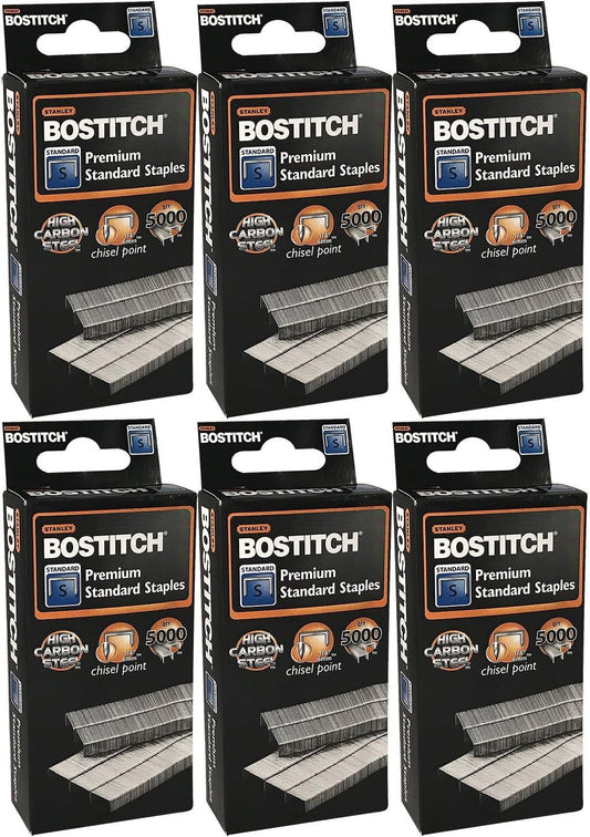 Stanley Bostitch Premium Standard Staples, 1/4" (6mm), High Carbon Steel, Chisel Point, Bulk 30,000 Value Pack (SBS191/4CPR)