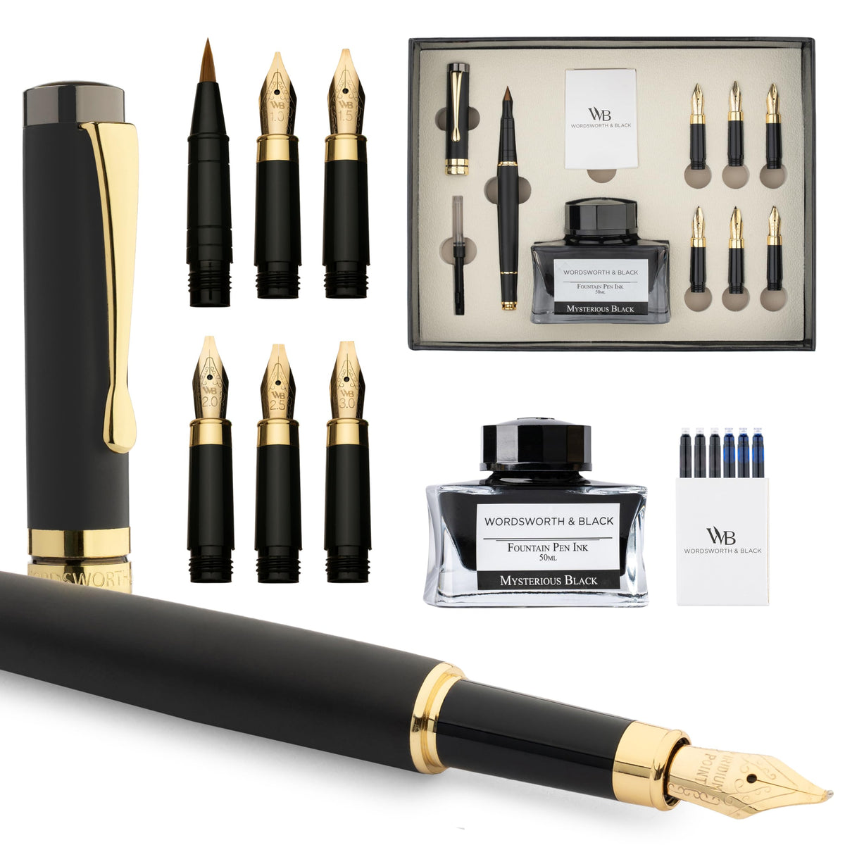 Wordsworth & Black Luxury Bamboo Maple Calligraphy Pen Set, 6 Nibs