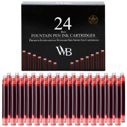 Wordsworth & Black Fountain Pen Ink Cartridge Refills, 24 Pack, Black