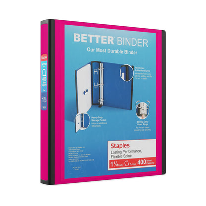 Staples Better Binder, 3 Inch D-Ring, Blue, Reinforced Rubber Spine