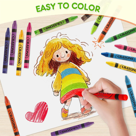 Crayons 24 Count, 24 Pack Crayons Bulk of Assorted Colored, Crayon for Toddlers and Kids, Back to School Supplies for Kids, Durable & Non-Toxic Travel Craft Supplies Party Favors for Classroom & Home