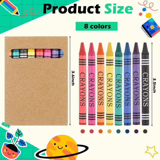 Bulk Crayons Individual Packs, 8 Color Mini for Kids, 6 Packs