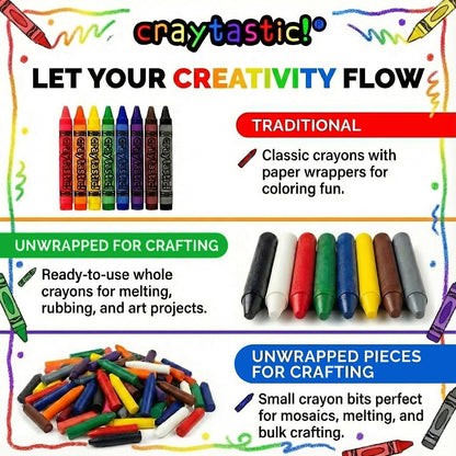 Craytastic! Bulk Wrapped Crayons Box of 52 (Black) for Crafting, Parties, Kids - Paper Wrapped - Safety Tested Compliant with ASTM D-4236