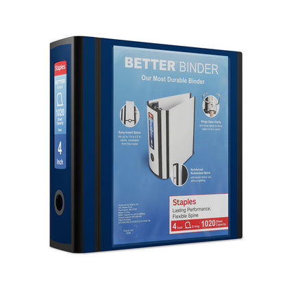 Staples Better Binder, 3 Inch D-Ring, Blue, Reinforced Rubber Spine