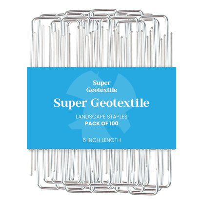 Super Geotextile Landscape Staples - Heavy Duty 11 Gauge Galvanized U-Shaped Sod Pins for Weed Barrier and Landscaping Fabric Stakes - 1" x 6" (100 pcs)