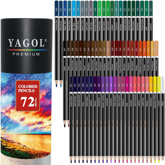 Yagol Colored Pencils for Adult Coloring Books, 72 Color Pencil Set in Tube
