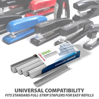 Officemate Standard Staples - Chisel Point Tips, 10 Boxes of 5,000 Staples, 1/4-Inch Leg Length, Universal Compatibility, Office Supplies and School Supplies for Everyday Paper Fastening