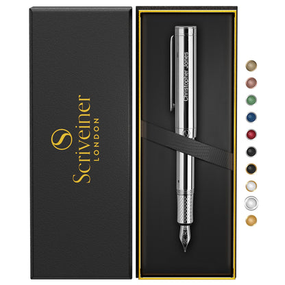 Scriveiner Gold Pocket Fountain Pen, Superb Luxury Pen Gift for Men & Women