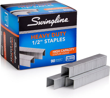 Swingline Staples, Heavy Duty, 1/4" Length, 25 Sheet Capacity, 100/Strip, 5000/Box, 1 Pack (79394)