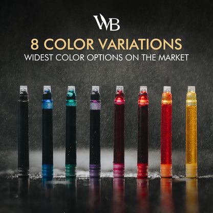 Wordsworth & Black Fountain Pen Ink Cartridge Refills, 24 Pack, Black