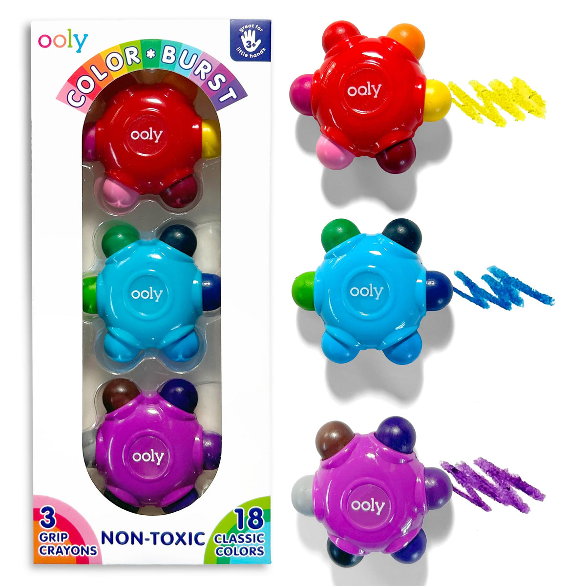 Ooly Jumbo Triangle Crayons for Toddlers, Set of 12