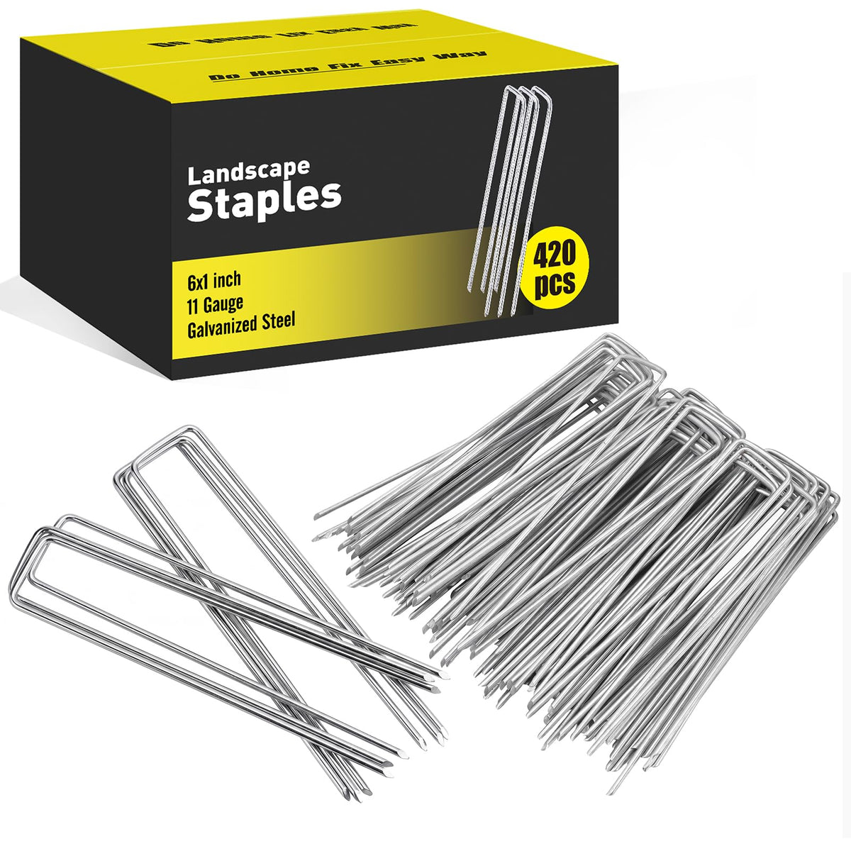 HongWay 500 Pack Landscape Staples 4 Inch, Galvanized Garden Stakes