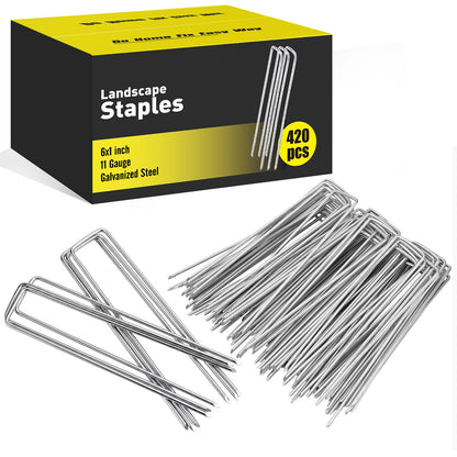 HongWay 500 Pack Landscape Staples 4 Inch, Galvanized Garden Stakes