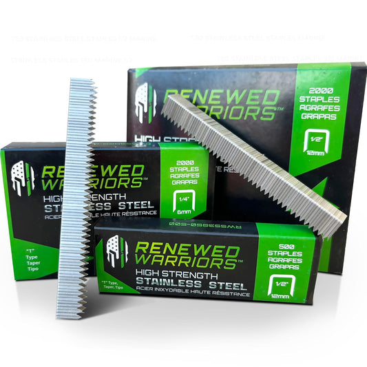 T50 Stainless Steel Staples Marine 1/2 in Leg; 3/8 Crown; T50 Staples 1/2 in Leg for Deep Penetration Stronger Than Regular - (2000 Count Pack)