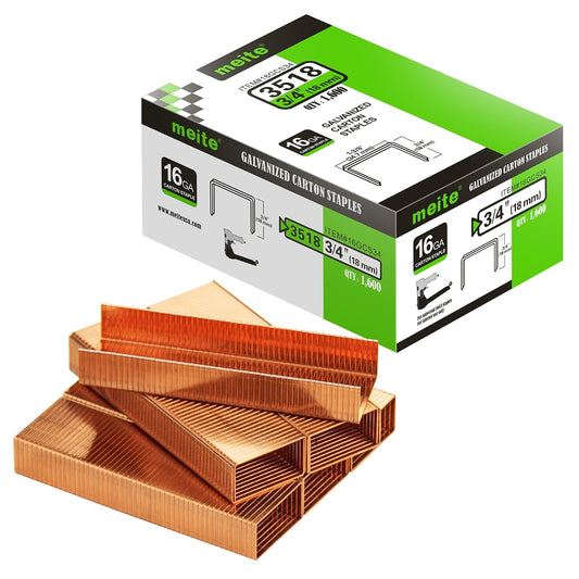 meite 16 Gauge 1-3/8" Wide Crown 3/4" Leg Carton Closing Staples 1,600PCS