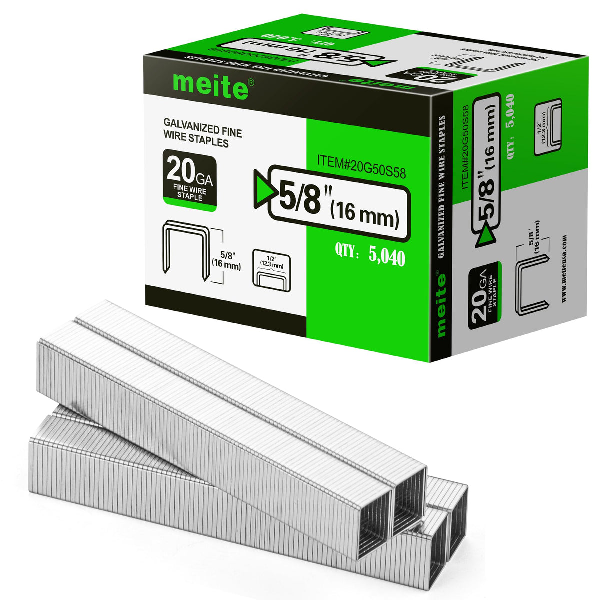 meite 20 Gauge Staples, 1/2" (12.5mm) Crown, 1/2-Inch Length, 15,120 PCS