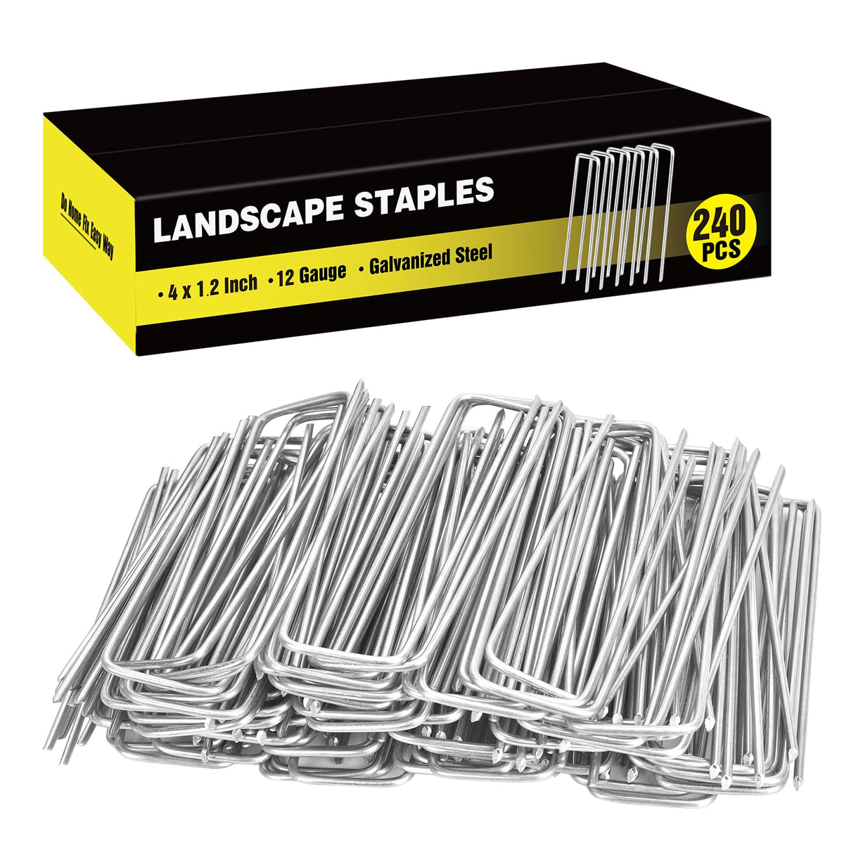 HongWay 100 Pack Landscape Staples, 6 Inch Garden Stakes Galvanized Steel
