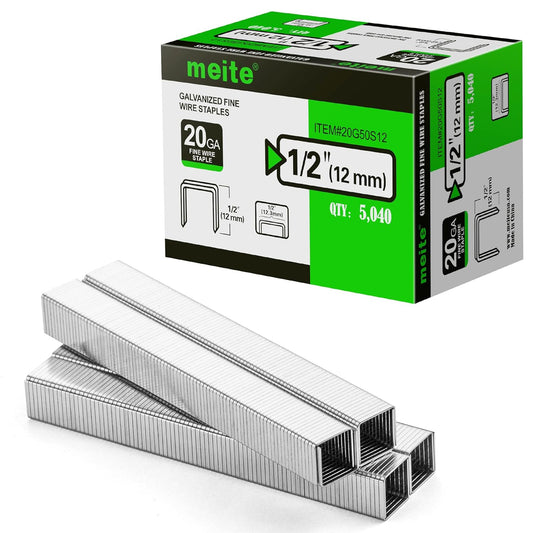 meite 20 Gauge Staples, 1/2" (12.5mm) Crown, 1/2-Inch Length, 15,120 PCS