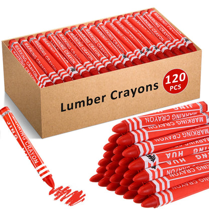 MotiMind 60 Pcs Industrial Lumber Crayons Bulk Wax Tire Marker Construction Marker for Craft Detailed Marking on Lumber Metal Carton Ceramics Concrete Glass Plastic 4.45" x 0.43" (Red)