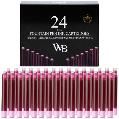 Wordsworth & Black Fountain Pen Ink Cartridge Refills, 24 Pack, Black