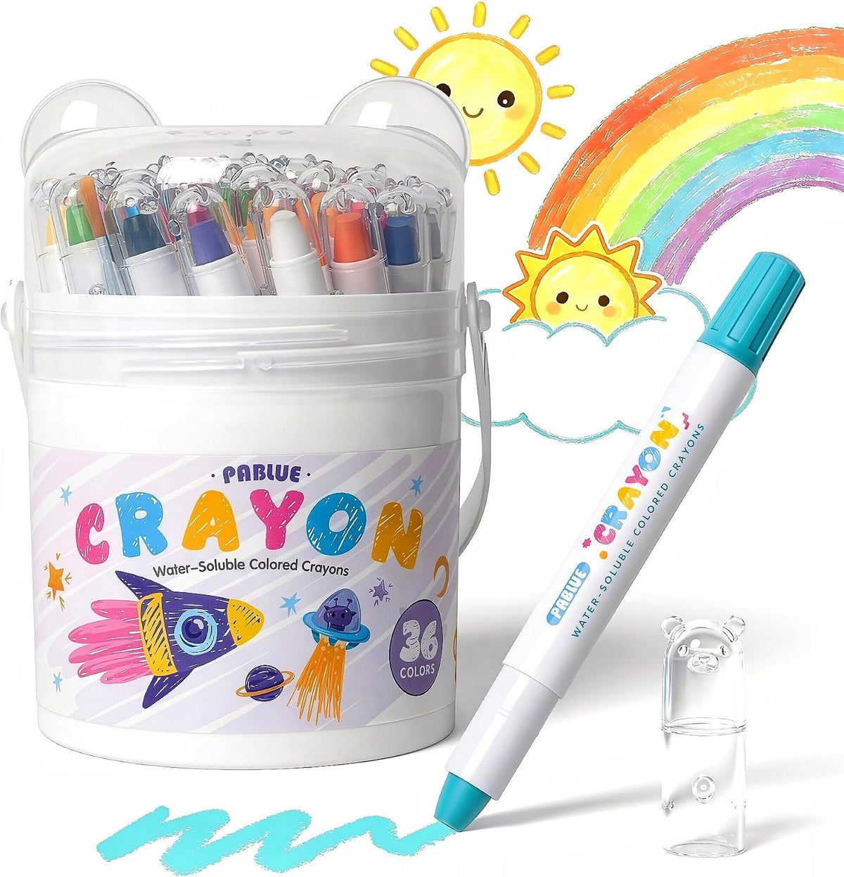 36 Colors Silky Twistable Crayons, Gel Washable Crayons for Beginner