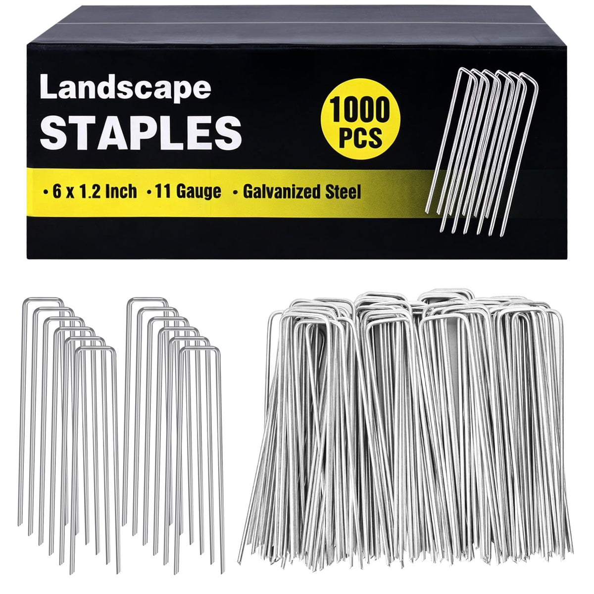 HongWay 500 Pack Landscape Staples 4 Inch, Galvanized Garden Stakes