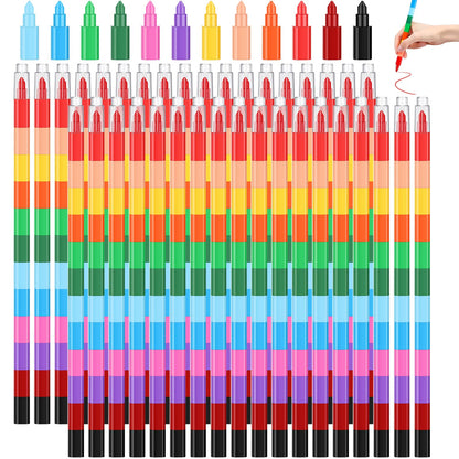 Gersoniel 72 Pcs Stackable Crayons, Stacking Buildable 12 Colors Crayons