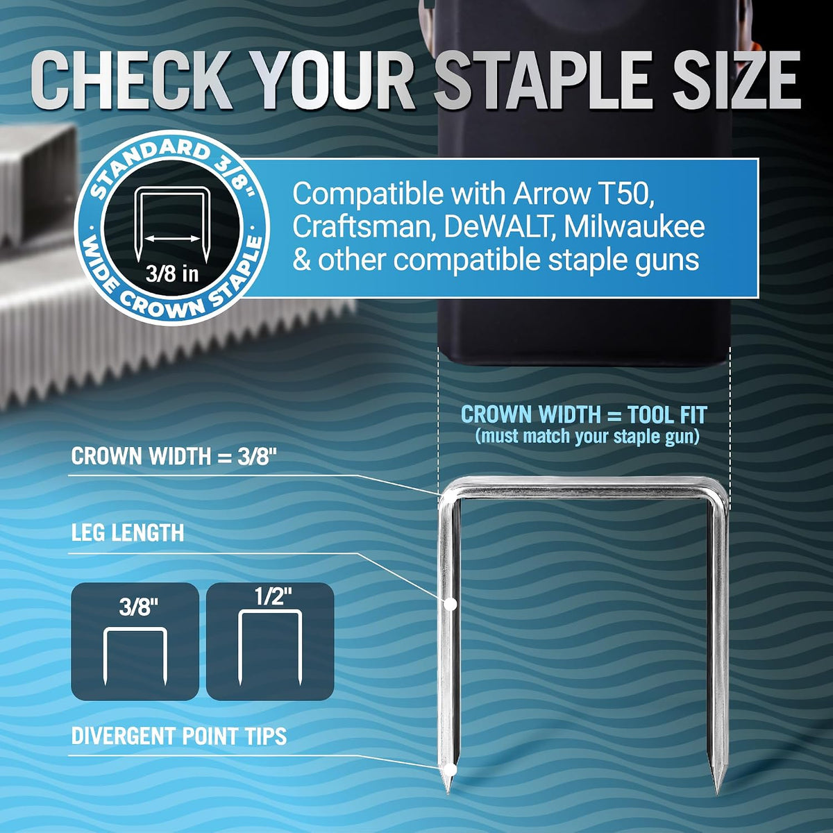 Better Boat Type T50 Stainless Steel Staples for Staple Gun, Heavy Duty