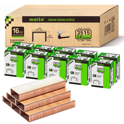meite 16 Gauge 1-3/8" Wide Crown 3/4" Leg Carton Closing Staples 1,600PCS