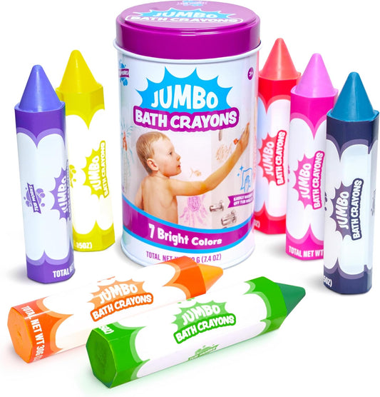 Tub Works® Smooth™ Jumbo Bath Crayons Bath Toy | Nontoxic, Washable Bath Crayons for Toddlers & Kids | Unique Formula Draws Smoothly & Vividly on Wet & Dry Tub Walls | Large, Easy-Grip Bathtub Crayons