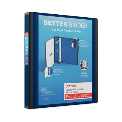 Staples Better Binder, 3 Inch D-Ring, Blue, Reinforced Rubber Spine