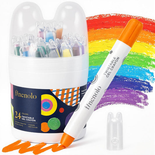 finenolo 24 Colors Twist Crayons for Toddlers and Kids, Washable