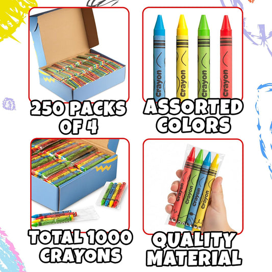 Bulk Crayons (1000 Count) for Classroom, School & Party Favor Crayons