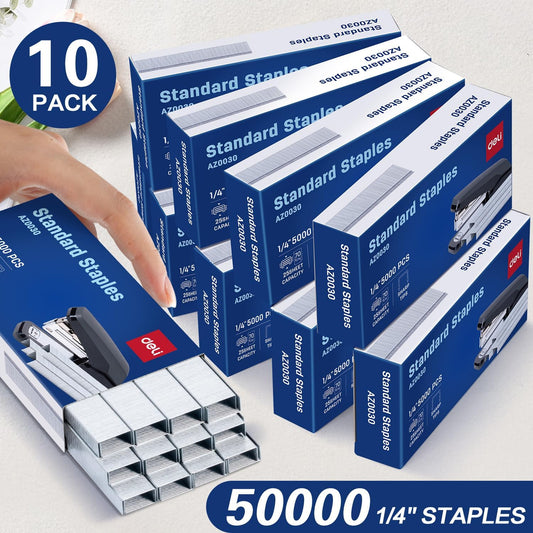 Deli Staples, 50000 Staples, 1/4'' Length, 210/Strip, 10 Boxes of 5000 Each