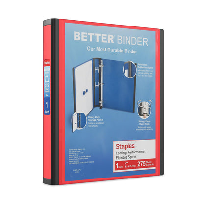 Staples Better Binder, 3 Inch D-Ring, Blue, Reinforced Rubber Spine