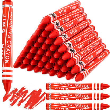 MotiMind 60 Pcs Industrial Lumber Crayons Bulk Wax Tire Marker Construction Marker for Craft Detailed Marking on Lumber Metal Carton Ceramics Concrete Glass Plastic 4.45" x 0.43" (Red)