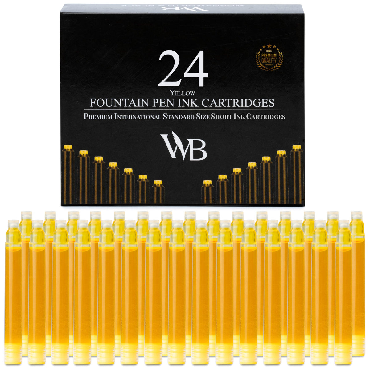 Wordsworth & Black Fountain Pen Ink Cartridge Refills, 24 Pack, Black