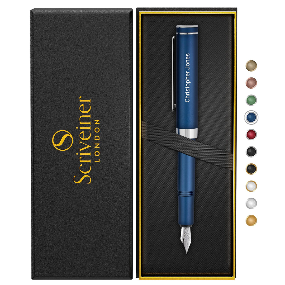 Scriveiner Gold Pocket Fountain Pen, Superb Luxury Pen Gift for Men & Women